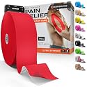 Kinesiology Tape - Waterproof Athletic Sports Tape for Knee, Shoulder, Arm &amp; Back Support | 3-5 Day Adhesion, Hypoallergenic &amp; Latex-Free + Taping Guide (Uncut, 2"x100ft Roll, Crimson Red)