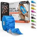 Kinesiology Tape - Waterproof Athletic Sports Tape for Knee, Shoulder, Arm &amp; Back Support | 3-5 Day Adhesion, Hypoallergenic &amp; Latex-Free + Taping Guide (Uncut, 2"x32ft Roll, Electric Blue Camo)