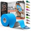 Kinesiology Tape - Waterproof Athletic Sports Tape for Knee, Shoulder, Arm &amp; Back Support | 3-5 Day Adhesion, Hypoallergenic &amp; Latex-Free + Taping Guide (Uncut, 2"x16.4ft Roll, Electric Blue)