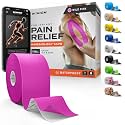 Professional Kinesiology Tape - Waterproof Athletic Sports Tape for Knee, Shoulder, Arm &amp; Back Support | 3-5 Day Adhesion, Hypoallergenic &amp; Latex-Free + Taping Guide (Uncut, 2"x32ft Roll, Wild Pink)