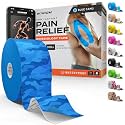 Kinesiology Tape - Waterproof Athletic Sports Tape for Knee, Shoulder, Arm &amp; Back Support | 3-5 Day Adhesion, Hypoallergenic &amp; Latex-Free + Taping Guide (Uncut, 2"x50ft Roll, Electric Blue Camo)