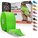 Kinesiology Tape - Waterproof Athletic Sports Tape for Knee, Shoulder, Arm &amp; Back Support | 3-5 Day Adhesion, Hypoallergenic &amp; Latex-Free + Taping Guide (Uncut, 2"x50ft Roll, Lime Green)