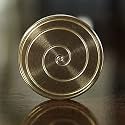 Kinetic Spinning Toy - Coin Spinner (Brass) - with Mobile Stand (Steam Beech Wood)