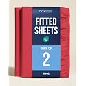 King Fitted Sheet - Pack of 2 Single Fitted Bottom Sheet Only - Red