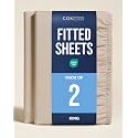 King Fitted Sheet - Pack of 2 Single Fitted Bottom Sheet Only - Cream