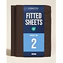 King Fitted Sheet - Pack of 2 Single Fitted Bottom Sheet Only - Brown