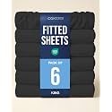 King Fitted Sheet - Pack of 2 Single Fitted Bottom Sheet Only - Black