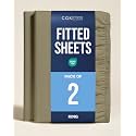 King Fitted Sheet - Pack of 2 Single Fitted Bottom Sheet Only - Khaki