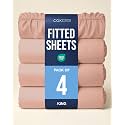 King Fitted Sheet - Pack of 4 Single Fitted Bottom Sheet Only - Mauve