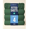 King Fitted Sheet - Pack of 4 Single Fitted Bottom Sheet - Emerald Green