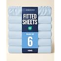 King Fitted Sheet - Pack of 6 Single Fitted Bottom Sheet Only - Sky Blue
