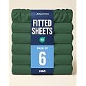 King Fitted Sheet - Pack of 6 Single Fitted Bottom Sheet - Emerald Green