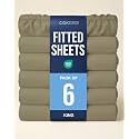 King Fitted Sheet - Pack of 6 Single Fitted Bottom Sheet Only - Khaki