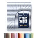 King Fitted Sheet - Single Fitted Sheet Only - Deep Pockets - Blue Stripes