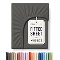 King Fitted Sheet - Single Fitted Sheet Only - Deep Pockets - Charcoal