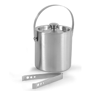 king international stainless steel insulated double walled ice bucket with lid amp handle 15l ice tong ice cold for 6 hours bar tools for home bar accessories mini bar