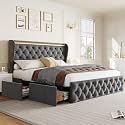 King LED Platform Bed Frame with 4