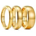 King Will Men's Women's Tungsten Carbide Ring 24k Gold Plated Rose Gold Plated Domed Polished Finish Wedding Band