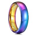 King Will Men's Women's Tungsten Carbide Ring 24k Gold Plated Rose Gold Plated Domed Polished Finish Wedding Band