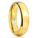 King Will Men's Women's Tungsten Carbide Ring 24k Gold Plated Rose Gold Plated Domed Polished Finish Wedding Band