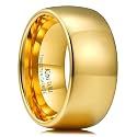 King Will Men's Women's Tungsten Carbide Ring 24k Gold Plated Rose Gold Plated Domed Polished Finish Wedding Band