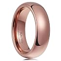 King Will Men's Women's Tungsten Carbide Ring 24k Gold Plated Rose Gold Plated Domed Polished Finish Wedding Band