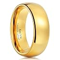 King Will Men's Women's Tungsten Carbide Ring 24k Gold Plated Rose Gold Plated Domed Polished Finish Wedding Band