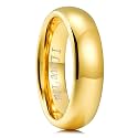 King Will Men's Women's Tungsten Carbide Ring 24k Gold Plated Rose Gold Plated Domed Polished Finish Wedding Band