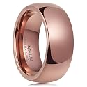 King Will Men's Women's Tungsten Carbide Ring 24k Gold Plated Rose Gold Plated Domed Polished Finish Wedding Band
