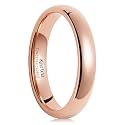 King Will Men's Women's Tungsten Carbide Ring 24k Gold Plated Rose Gold Plated Domed Polished Finish Wedding Band