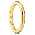 King Will Men's Women's Tungsten Carbide Ring 24k Gold Plated Rose Gold Plated Domed Polished Finish Wedding Band