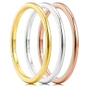 King Will Men's Women's Tungsten Carbide Ring 24k Gold Plated Rose Gold Plated Domed Polished Finish Wedding Band