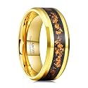 King Will Mens Wedding Band with Foils Inlay, Black/Silver/Gold