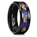 King Will Mens Wedding Band with Foils Inlay, Black/Silver/Gold
