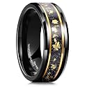 King Will Mens Wedding Band with Foils Inlay, Black/Silver/Gold
