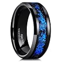 King Will Mens Wedding Band with Foils Inlay, Black/Silver/Gold