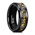 King Will Mens Wedding Band with Foils Inlay, Black/Silver/Gold