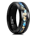 King Will Mens Wedding Band with Foils Inlay, Black/Silver/Gold