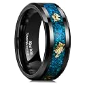 King Will Mens Wedding Band with Foils Inlay, Black/Silver/Gold