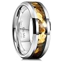 King Will Mens Wedding Band with Foils Inlay, Black/Silver/Gold
