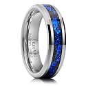 King Will Mens Wedding Band with Foils Inlay, Black/Silver/Gold