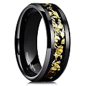 King Will Mens Wedding Band with Foils Inlay, Black/Silver/Gold