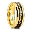 King Will Mens Wedding Band with Foils Inlay, Black/Silver/Gold