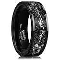 King Will Mens Wedding Band with Foils Inlay, Black/Silver/Gold