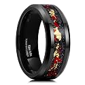 King Will Mens Wedding Band with Foils Inlay, Black/Silver/Gold