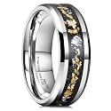 King Will Mens Wedding Band with Foils Inlay, Black/Silver/Gold