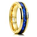 King Will Mens Wedding Band with Foils Inlay, Black/Silver/Gold