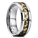King Will Mens Wedding Band with Foils Inlay, Black/Silver/Gold