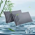 King Pillowcases, Cooling Pillow Covers with Envelope Closure, Soft Moisture-Wicking for Hot Sleepers, Hair and Skin-Friendly, Gray, 2 Pack