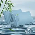 King Pillowcases, Cooling Viscose from Bamboo Pillow Covers with Envelope Closure, Soft Moisture-Wicking for Hot Sleepers, Hair and Skin-Friendly, Aqua Blue, 2 Pack